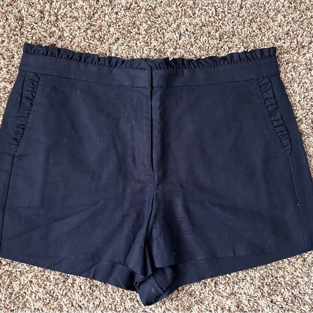 J Crew Navy shorts with ruffle detail. Size 14